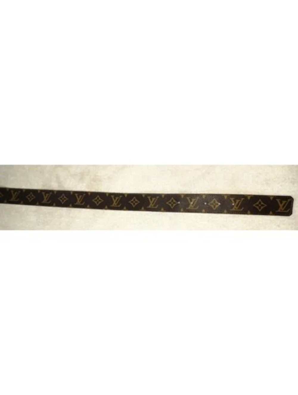 Louis Vuitton Monogram Men's Belt Brown Black 44/110 M9608S Spain Gold buckle